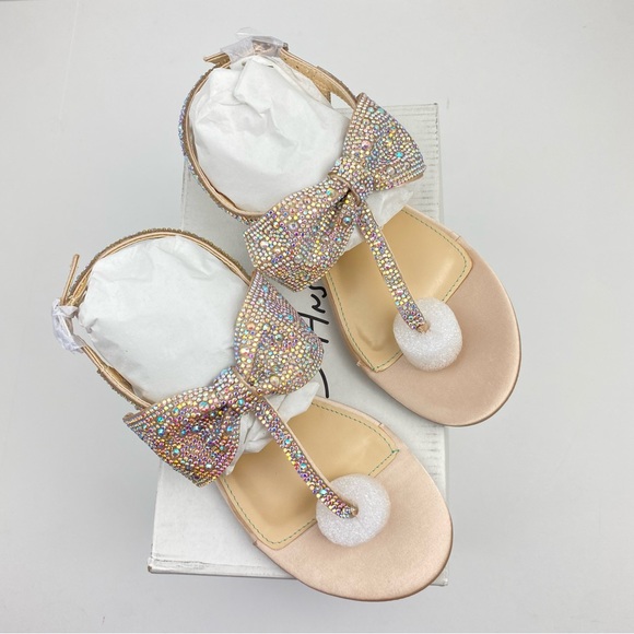 BETSEY JOHNSON Girls Rhinestone Studded Bow Ankle Strap Sandals NEW - Picture 5 of 6